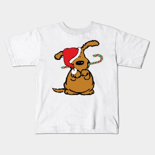 Dog with Candy Cane Kids T-Shirt